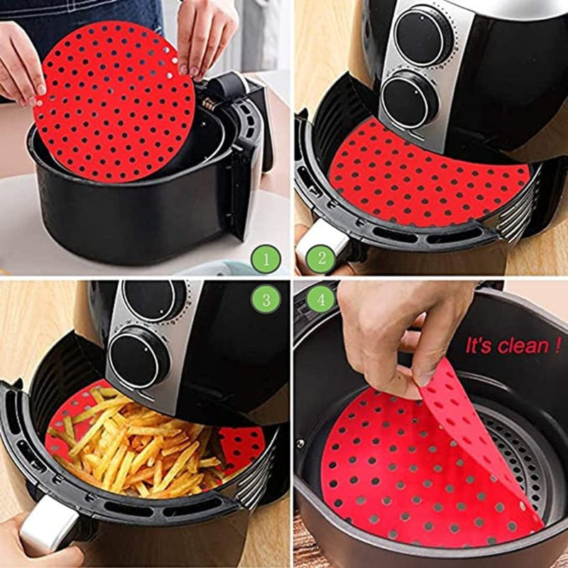 1pc Reusable 8-inch Round Air Fryer Liner - Random Color