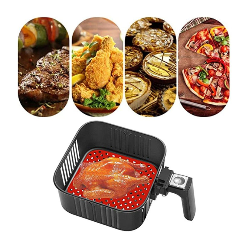 Reusable Air Fryer Liners Square, Silicone - Multi Colors - 21 cm - Cupindy