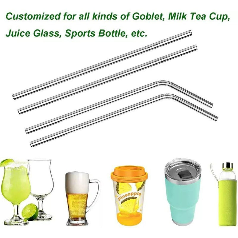 Reusable Stainless Steel Straws with Cleaning Brush - Set of 5 Pieces - Cupindy