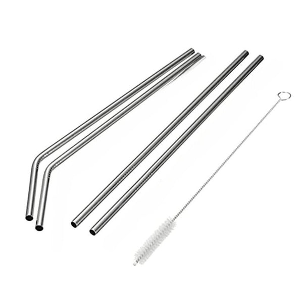 Reusable Stainless Steel Straws with Cleaning Brush - Set of 5 Pieces - Cupindy