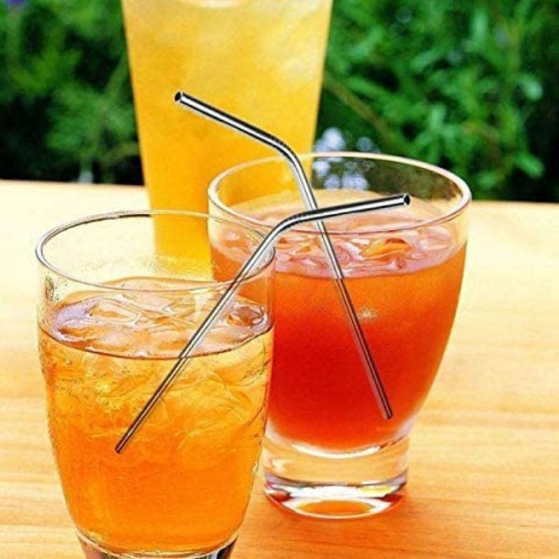 Reusable Stainless Steel Straws with Cleaning Brush - Set of 5 Pieces - Cupindy