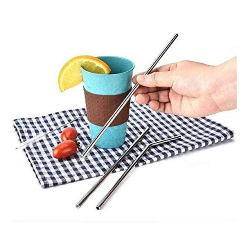 Reusable Stainless Steel Straws with Cleaning Brush - Set of 5 Pieces - Cupindy
