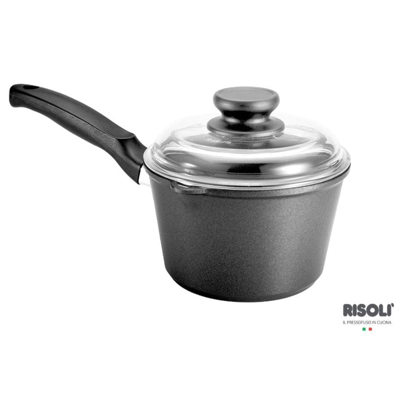 RISOLI - Black Plus Milk Pot With Glass Cover, 16 cm - Cupindy