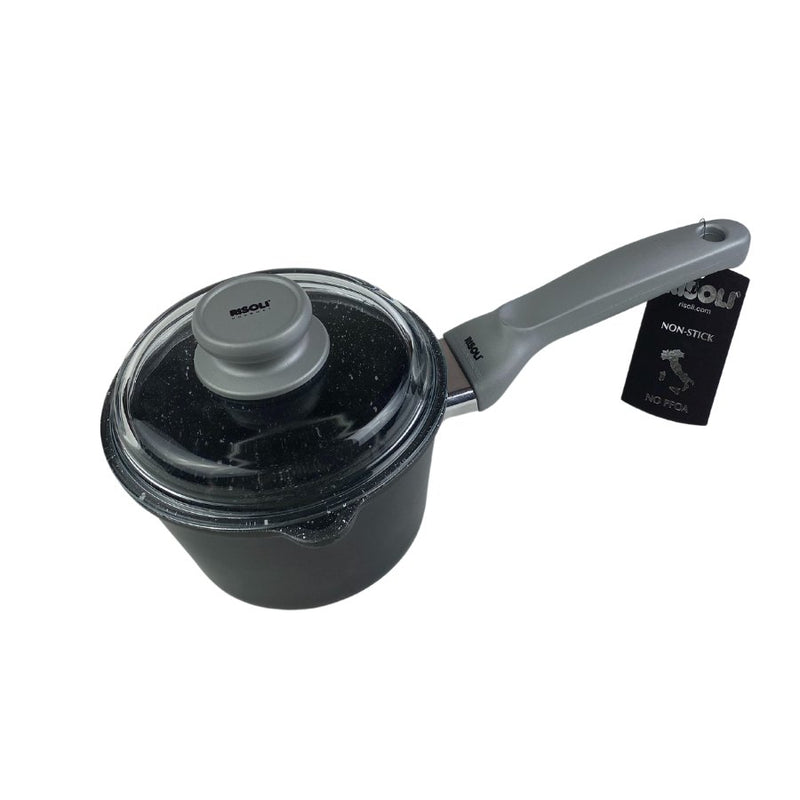 RISOLI - Granite Milk Pot With Glass Cover, 16 cm - Cupindy