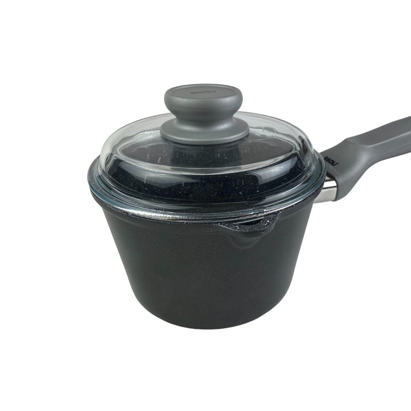 RISOLI - Granite Milk Pot With Glass Cover, 16 cm - Cupindy