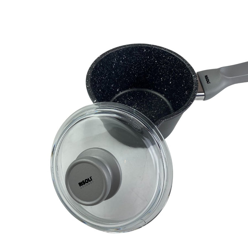 RISOLI - Granite Milk Pot With Glass Cover, 16 cm - Cupindy