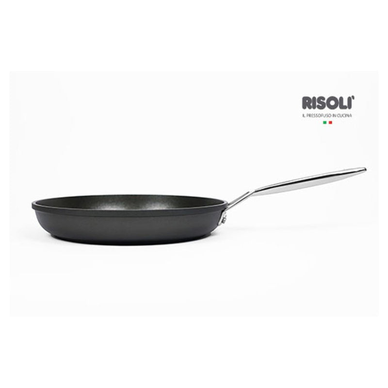 Risoli - INDUCTION FRYING PAN BLACKPLUS 18/10 RIVETED STEEL HANDLE - 24 cm - Cupindy