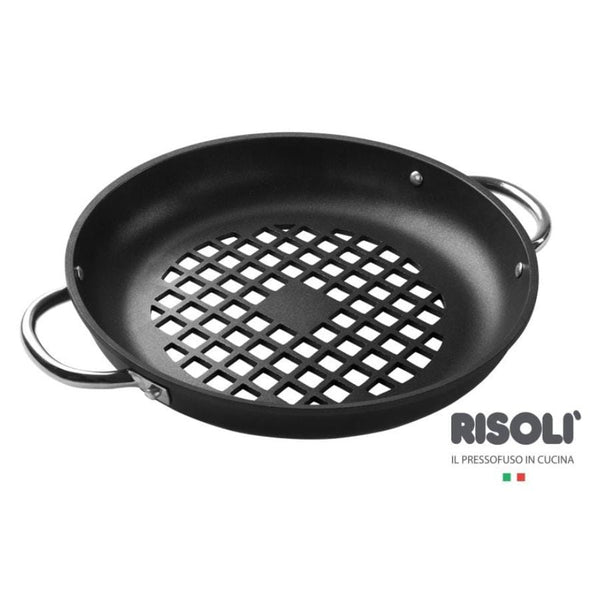 RISOLI - PAELLERA BBQ WITH STAINLESS STEEL HANDLES 4 RIVETS - 32 cm - Cupindy