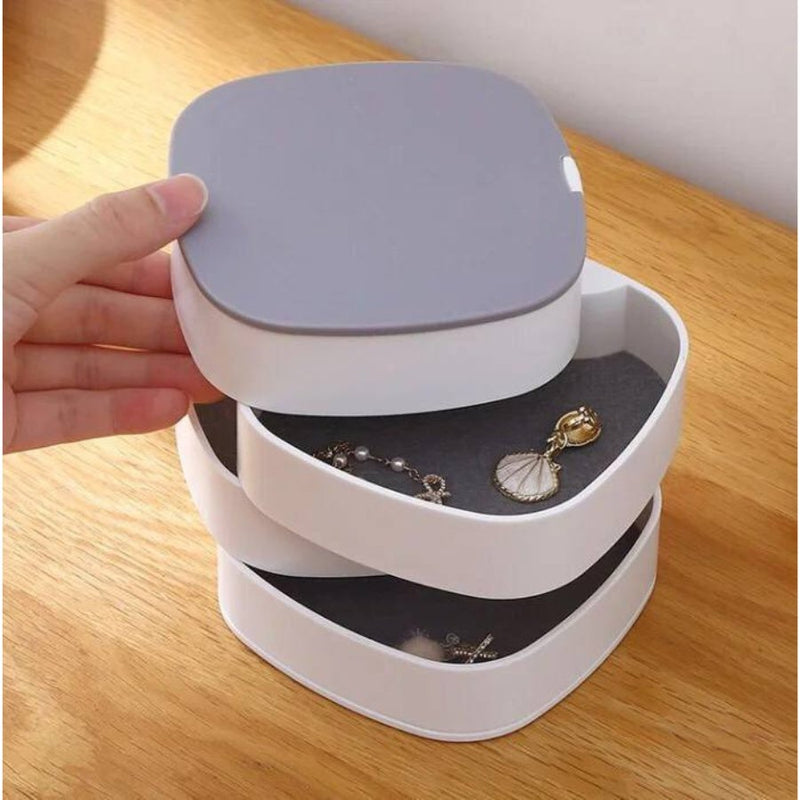 Rotating Accessories Organizer 4 Layers With Lid Mirror - Cupindy