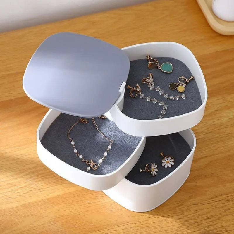 Rotating Accessories Organizer 4 Layers With Lid Mirror - Cupindy