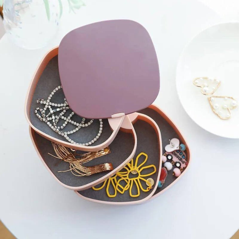 Rotating Accessories Organizer 4 Layers With Lid Mirror - Cupindy