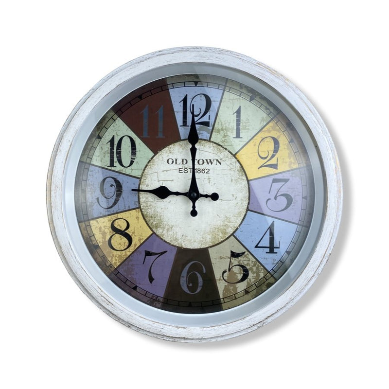 Round Wall Clock, White and Mixed Colors, 38839 - Cupindy