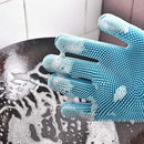 Set of 2 Pieces Heat Resistant Waterproof Silicone Cooking Gloves and Magic Reusable Silicone Dishwashing Gloves - Cupindy