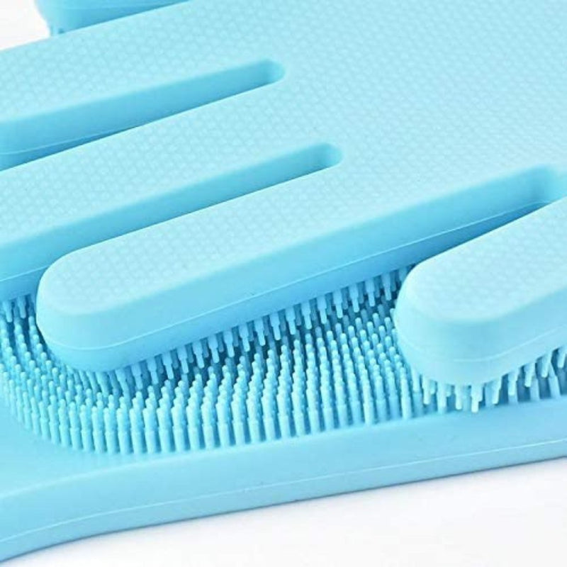 Set of 2 Pieces Heat Resistant Waterproof Silicone Cooking Gloves and Magic Reusable Silicone Dishwashing Gloves - Cupindy