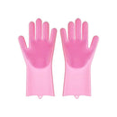 Set of 2 Pieces Heat Resistant Waterproof Silicone Cooking Gloves and Magic Reusable Silicone Dishwashing Gloves - Cupindy