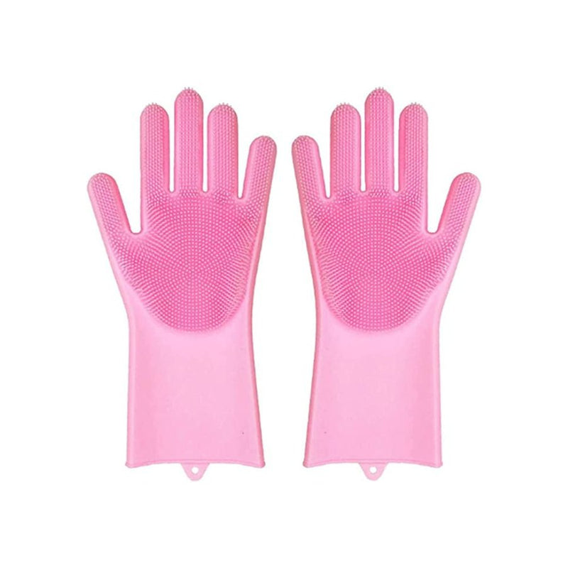 Set of 2 Pieces Heat Resistant Waterproof Silicone Cooking Gloves and Magic Reusable Silicone Dishwashing Gloves - Cupindy