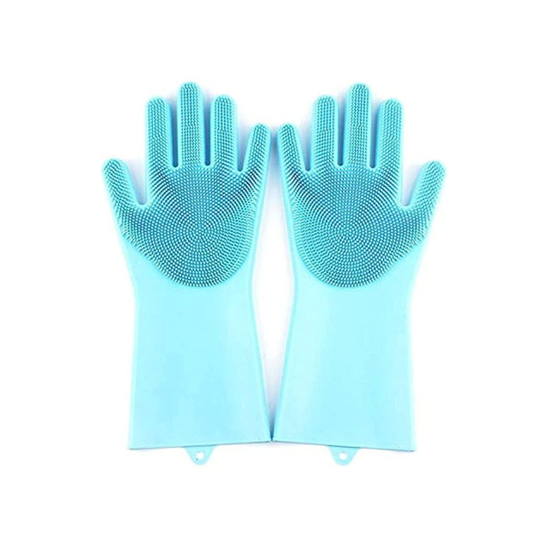 Set of 2 Pieces Heat Resistant Waterproof Silicone Cooking Gloves and Magic Reusable Silicone Dishwashing Gloves - Cupindy