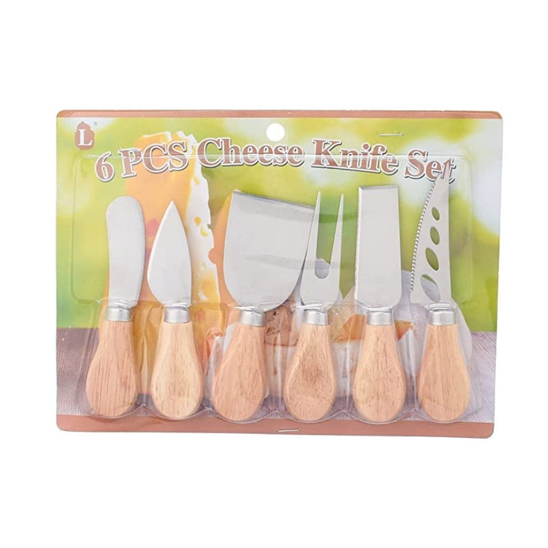 Set of 6 Cheese Knives Set with Wooden Handle and Stainless Steel - Cupindy