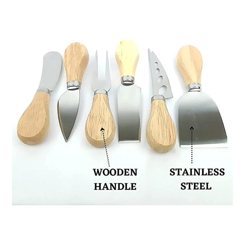 Set of 6 Cheese Knives Set with Wooden Handle and Stainless Steel - Cupindy
