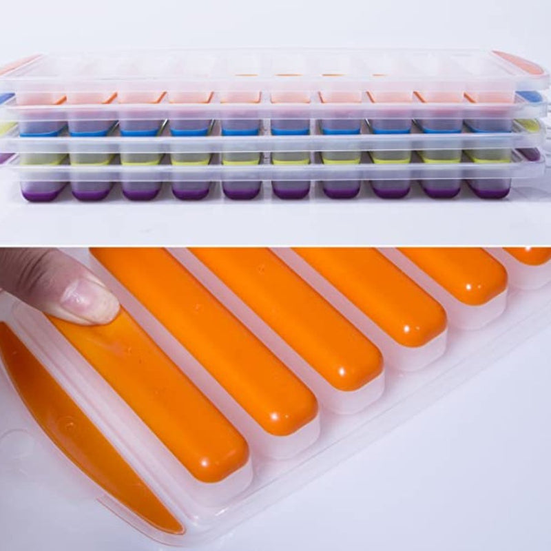 Silicon Ice Tray with External Plastic Case - Multi Colros - Cupindy