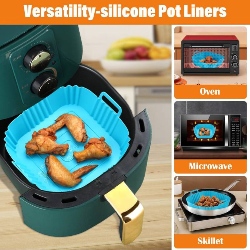 Silicone Air Fryer Liner Basket Square Reusable 16.5 x 7 cm - Cupindy