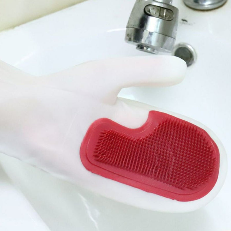 Silicone Dishwashing Gloves With Brush - Cupindy