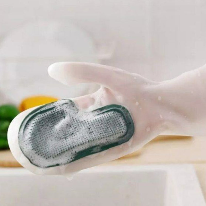 Silicone Dishwashing Gloves With Brush - Cupindy