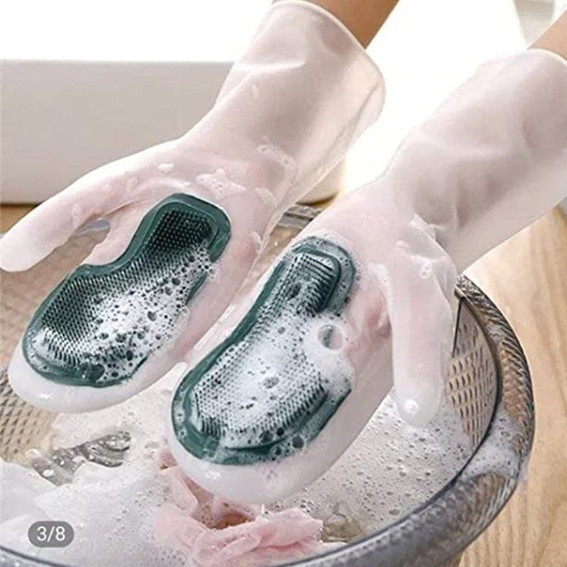 Silicone Dishwashing Gloves With Brush - Cupindy