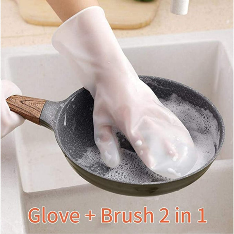 Silicone Dishwashing Gloves With Brush - Cupindy