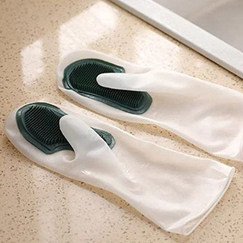 Silicone Dishwashing Gloves With Brush - Cupindy