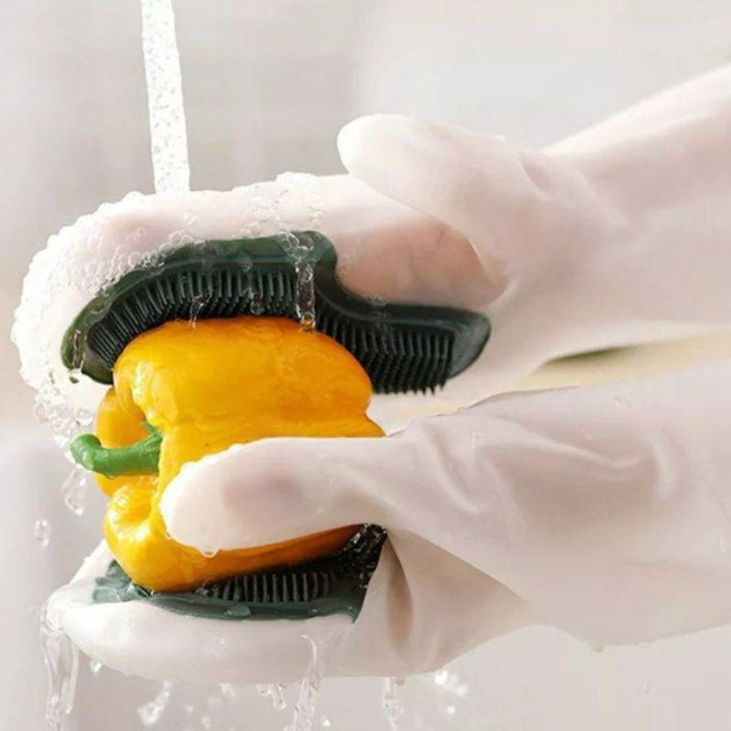 Silicone Dishwashing Gloves With Brush - Cupindy