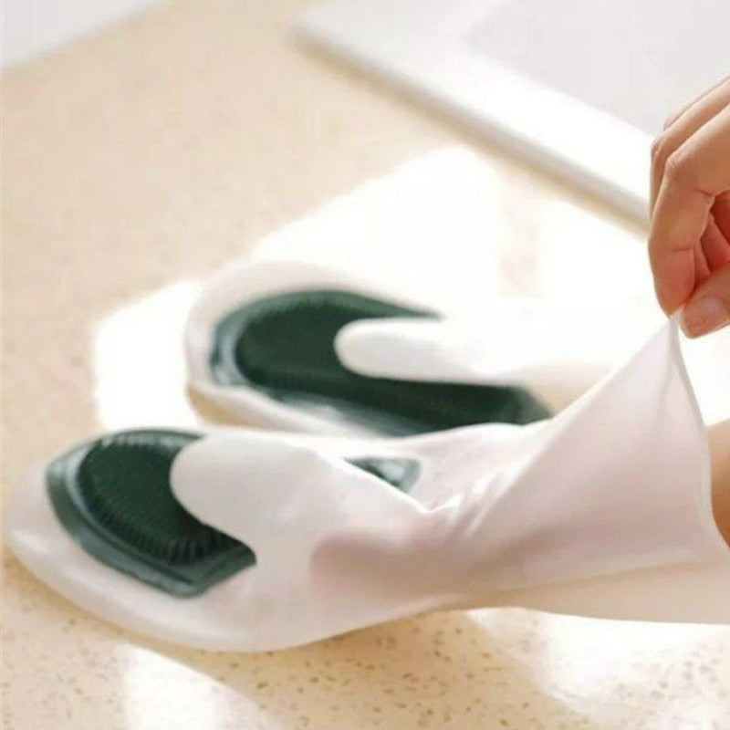 Silicone Dishwashing Gloves With Brush - Cupindy