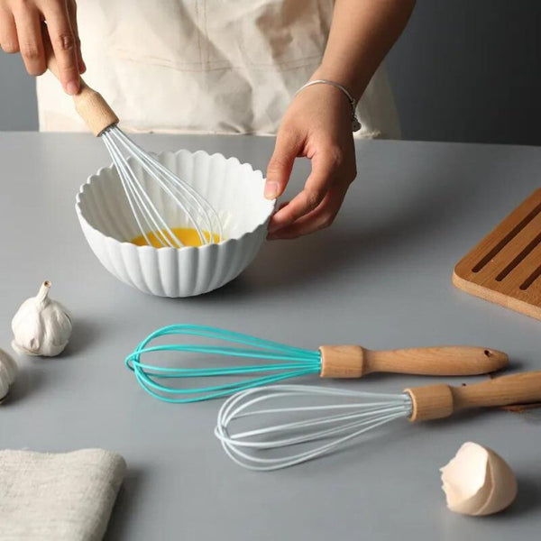 Silicone Egg Beater With Wooden Handle - Cupindy