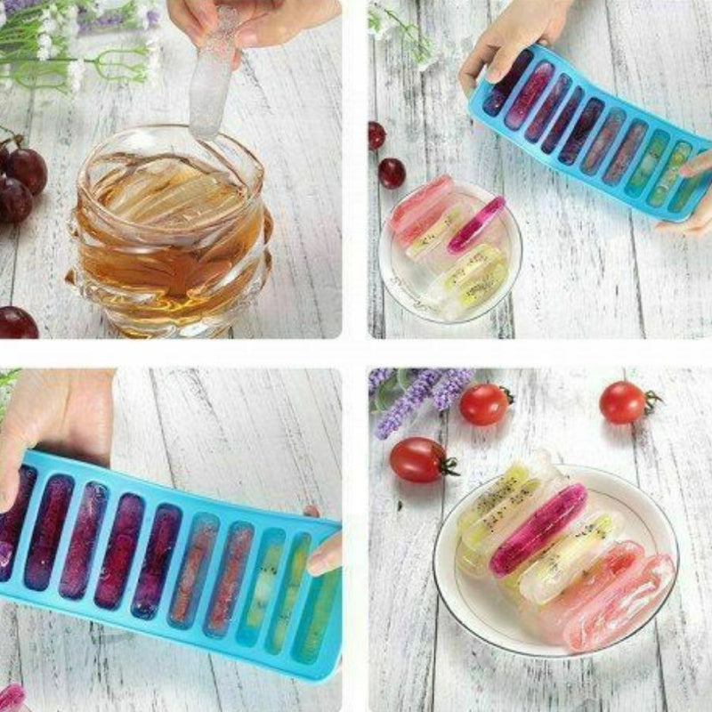 Silicone Ice Cube Mold With 10 Slots For Kitchen - Multi Colors - Cupindy