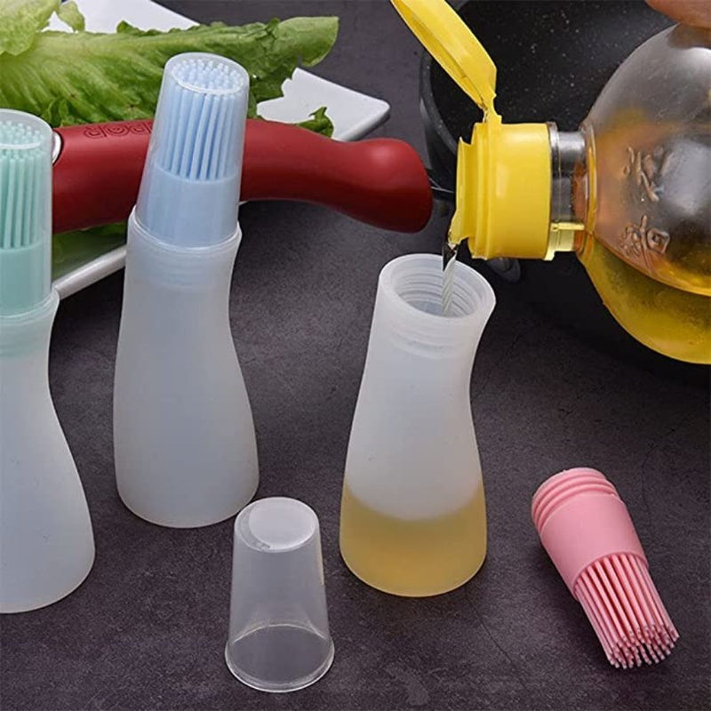 Silicone Oil Bottle Brush with Lid - 1 Piece - Multi Colors - Cupindy