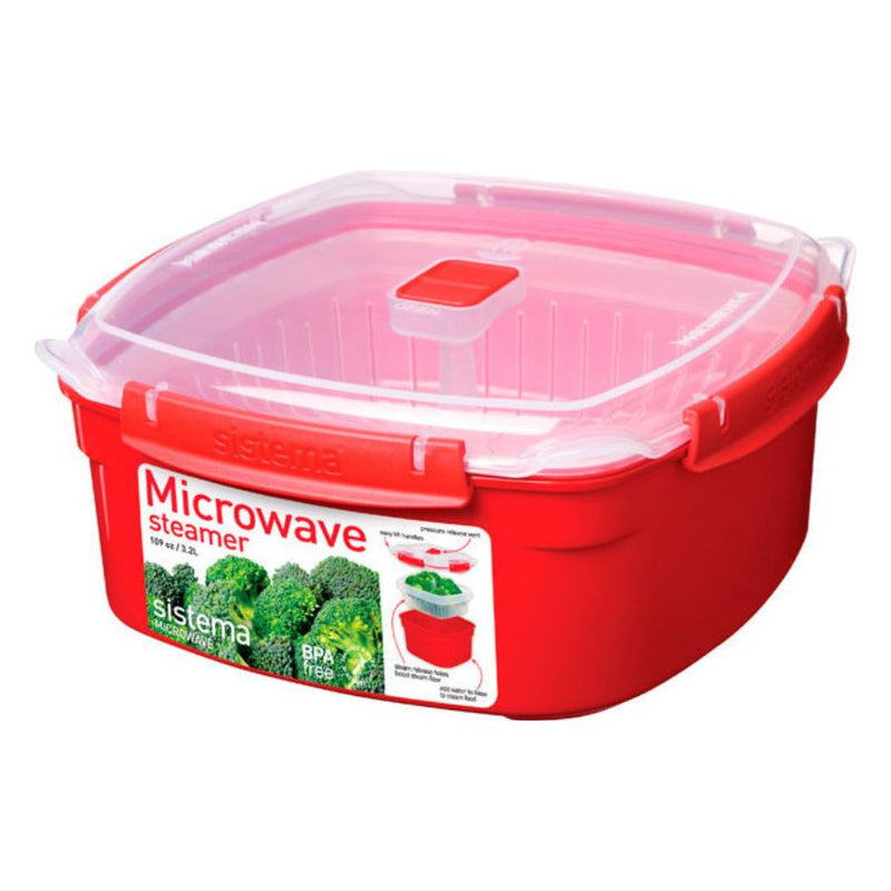 Sistema - Steam Food Container, 3.2 Liter - Red - Cupindy