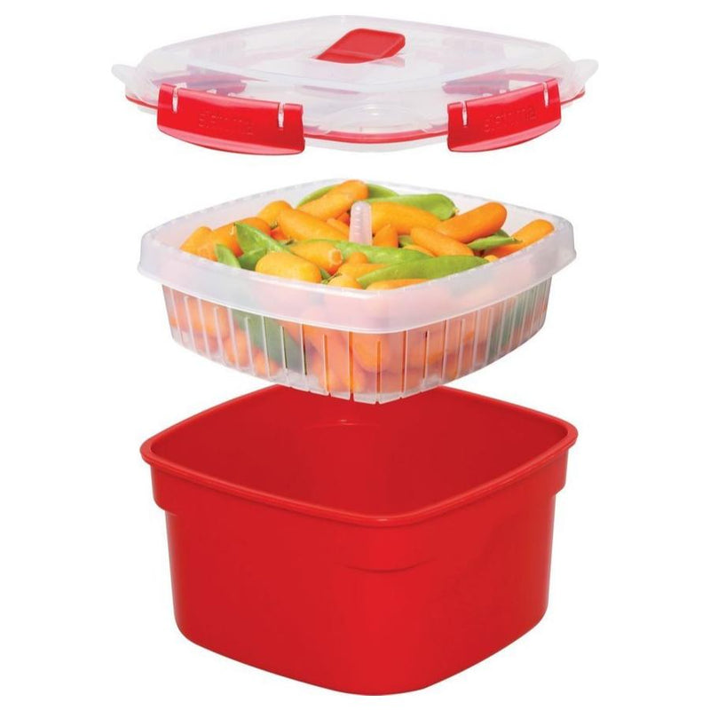 Steamable Containers Sistema - Steam Food Container, 3.2 Liter - Red