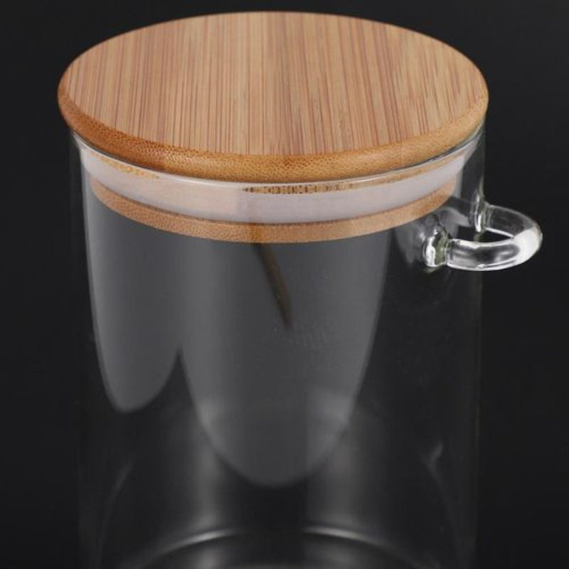 Small Clear Glass Containers for Pantry with Wooden Spoon - 10 x 10 cm - Cupindy