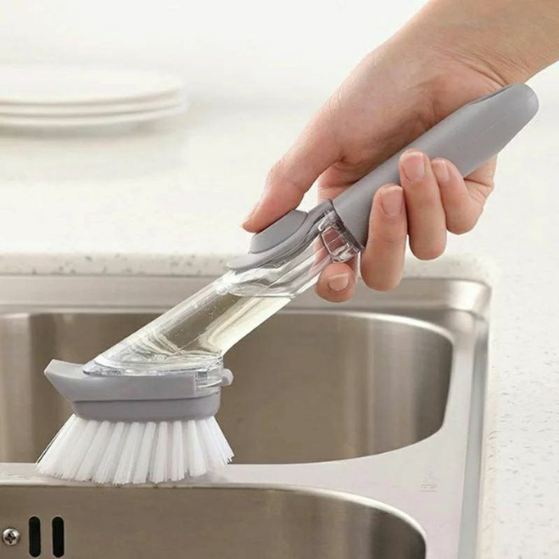 Soap Dispensing Dish Scrub Brush with Handle - Cupindy