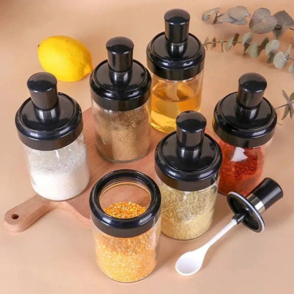 Spice Jar With Spoon And Transparent Glass - 1 Pcs - Cupindy