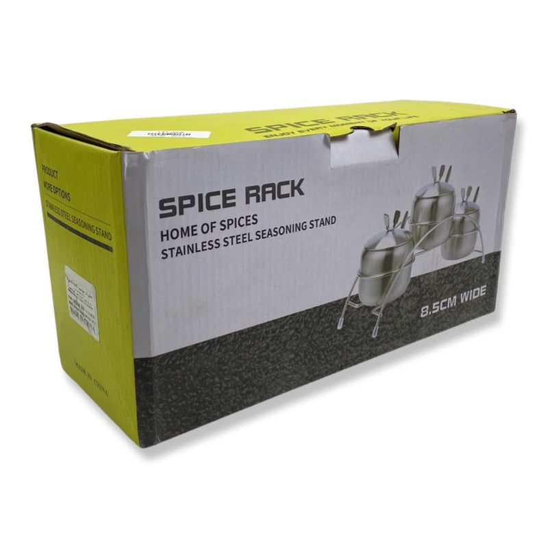 Spice Rack Home Of Spices Set Of 3 Stainless Sugar Bowls With Spoons With Stand - Cupindy