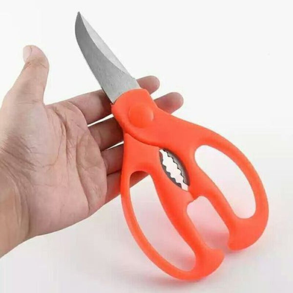 Stainless Steel Chicken Scissors with Plastic Handle, Orange and Silver - Cupindy