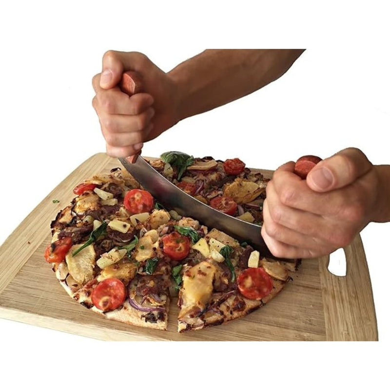 Stainless Steel Curved Chopping Knife With Wooden Handle - Cupindy