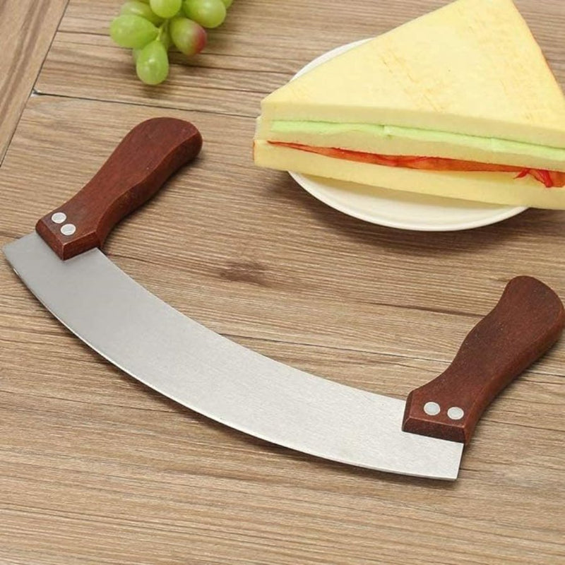 Stainless Steel Curved Chopping Knife With Wooden Handle - Cupindy