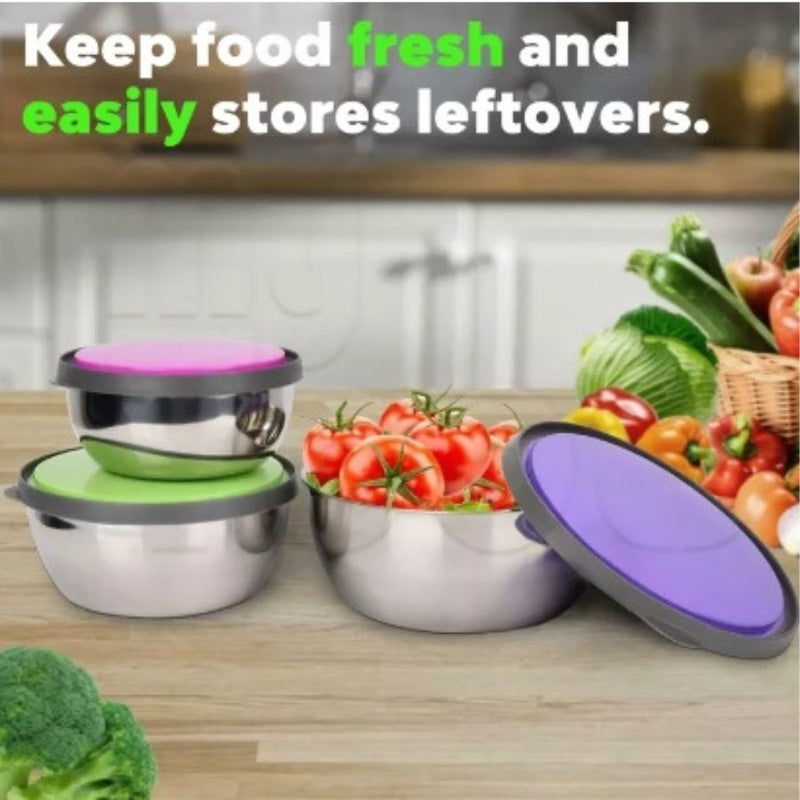 Stainless Steel Food Fresh Bowls - 3 Pieces - Cupindy