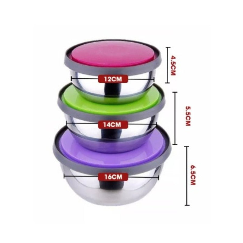 Stainless Steel Food Fresh Bowls - 3 Pieces - Cupindy