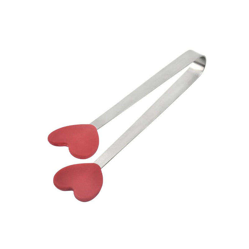 Stainless Steel Handle Silicone Kitchen Tong - Heart Shape - Multi Colors - Cupindy