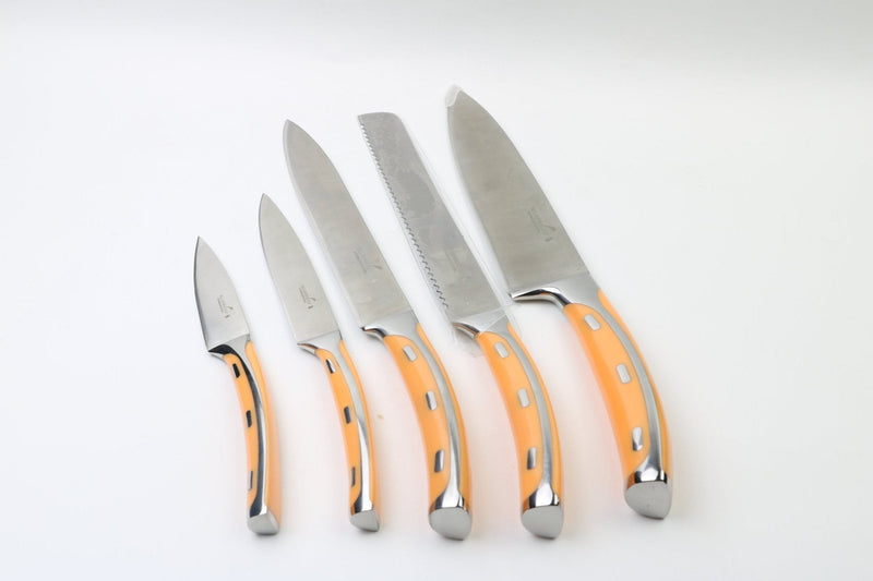 Stainless Steel Kitchen Sekeen Set with Stand, 6 Pieces - Yellow N26716 - Cupindy