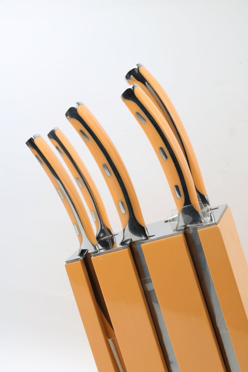 Stainless Steel Kitchen Sekeen Set with Stand, 6 Pieces - Yellow N26716 - Cupindy