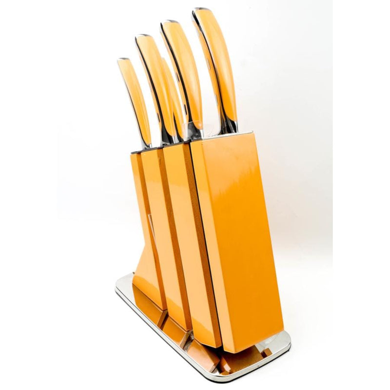 Stainless Steel Kitchen Sekeen Set with Stand, 6 Pieces - Yellow N26716 - Cupindy